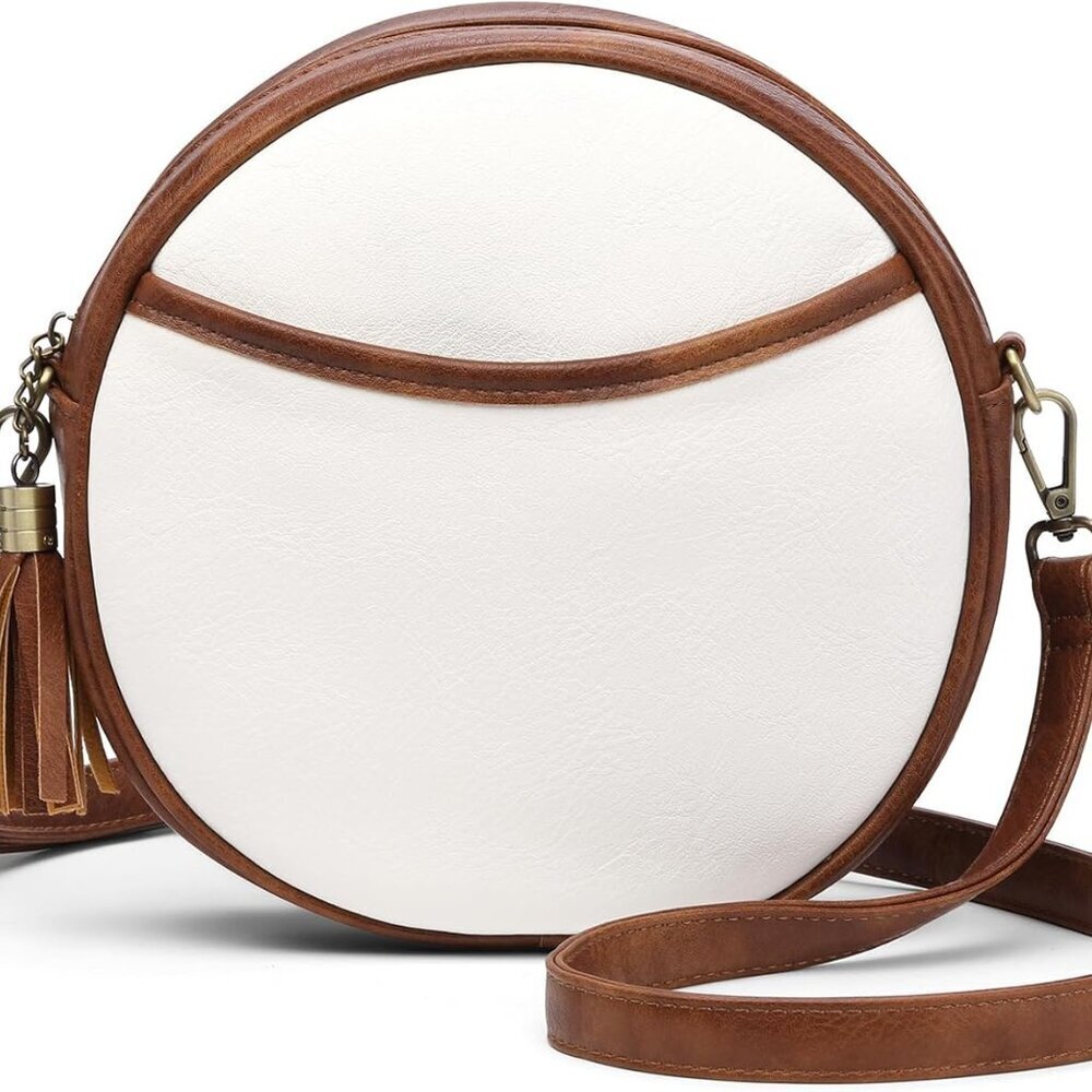 Vegan Leather Crossbody Bags for Women Circle Cross Body Shoulder Bag Purses Han